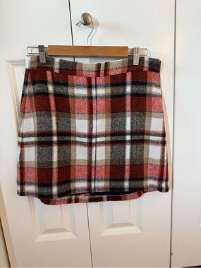 Lulu's Plaid Mini Skirt in Rust, Cream, Brown, and Navy